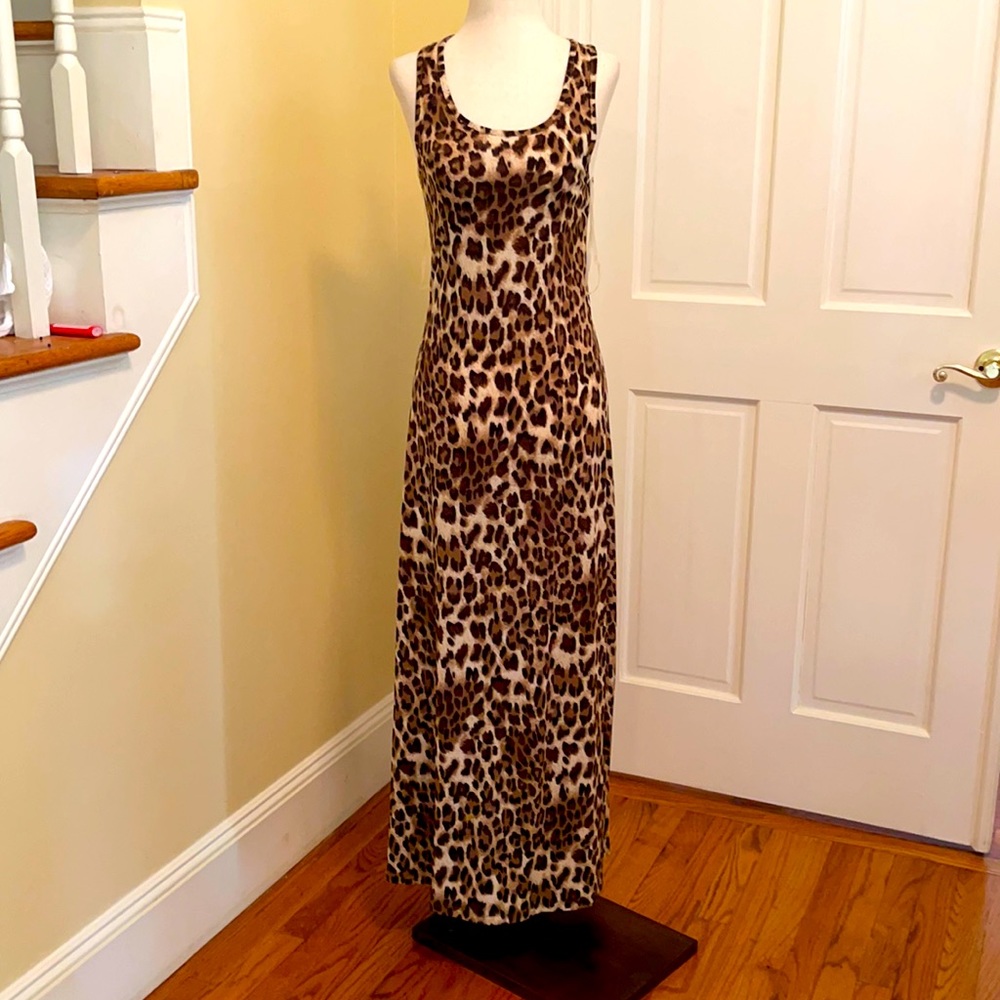 Leopard stretchy maxi dress